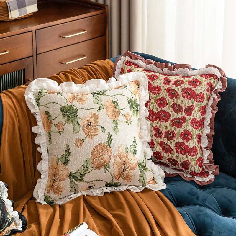 Vintage Jacquard Floral Pillow Cover - Pillow Bay