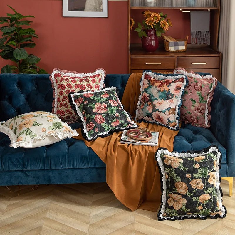 Vintage Jacquard Floral Pillow Cover - Pillow Bay