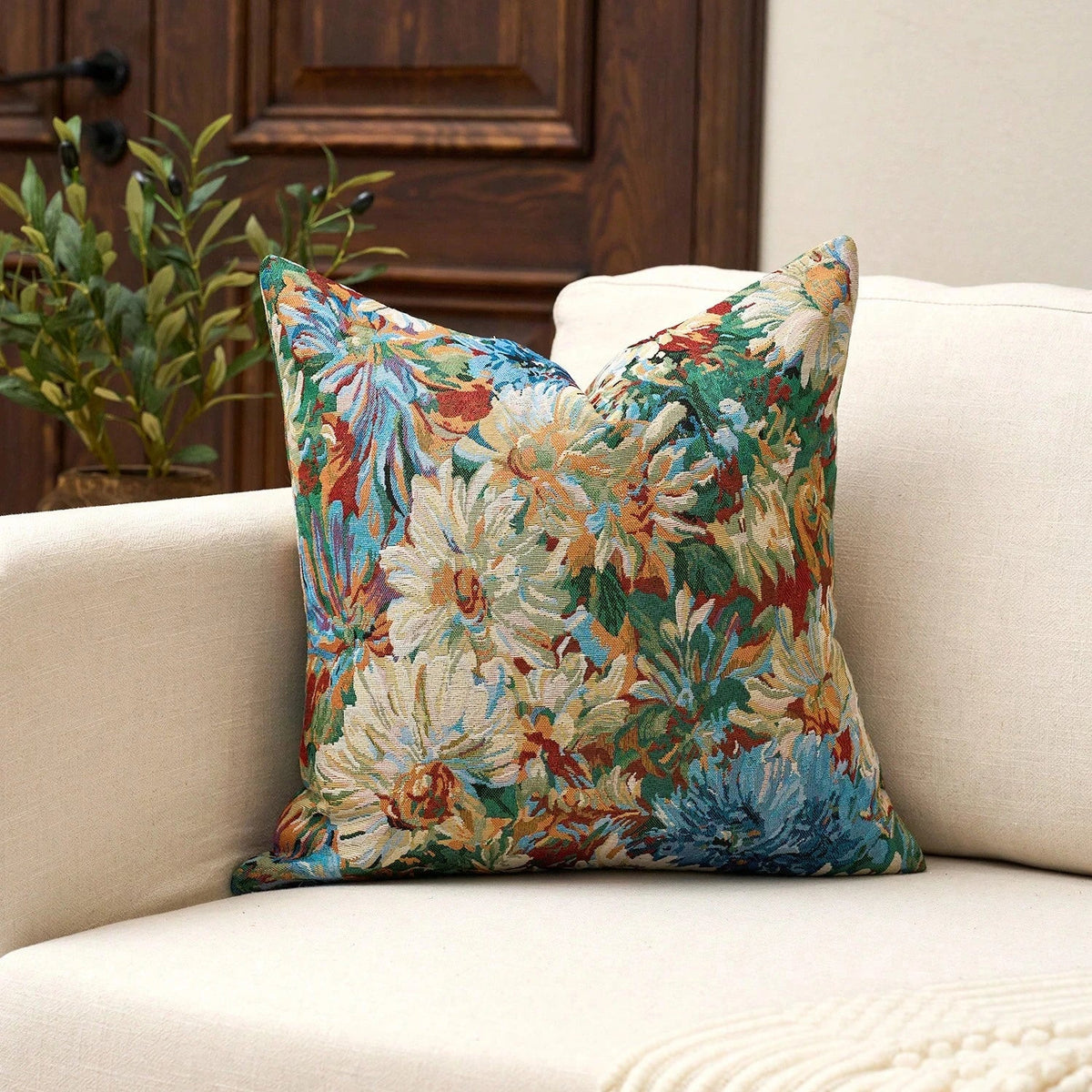 Vintage Oil Floral Pillow Cover - Pillow Bay