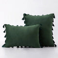 Water Blue Velvet Tassel Pillow Cover - Pillow Bay