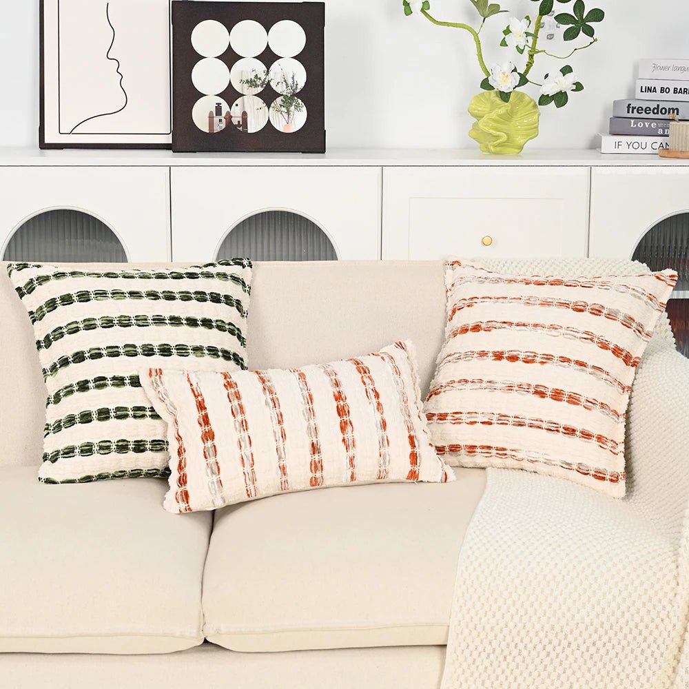Yarn Dyed Bubble Stripe Pillow Cover - Pillow Bay