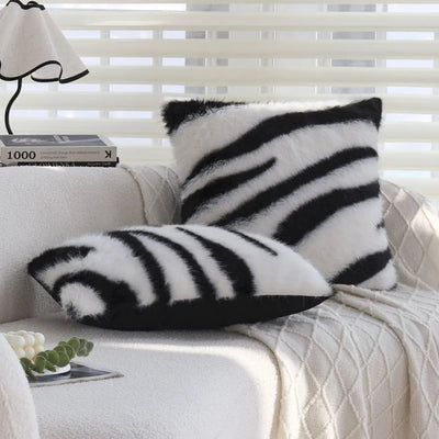 Zebra Print Faux Fur Pillow Cover - Pillow Bay