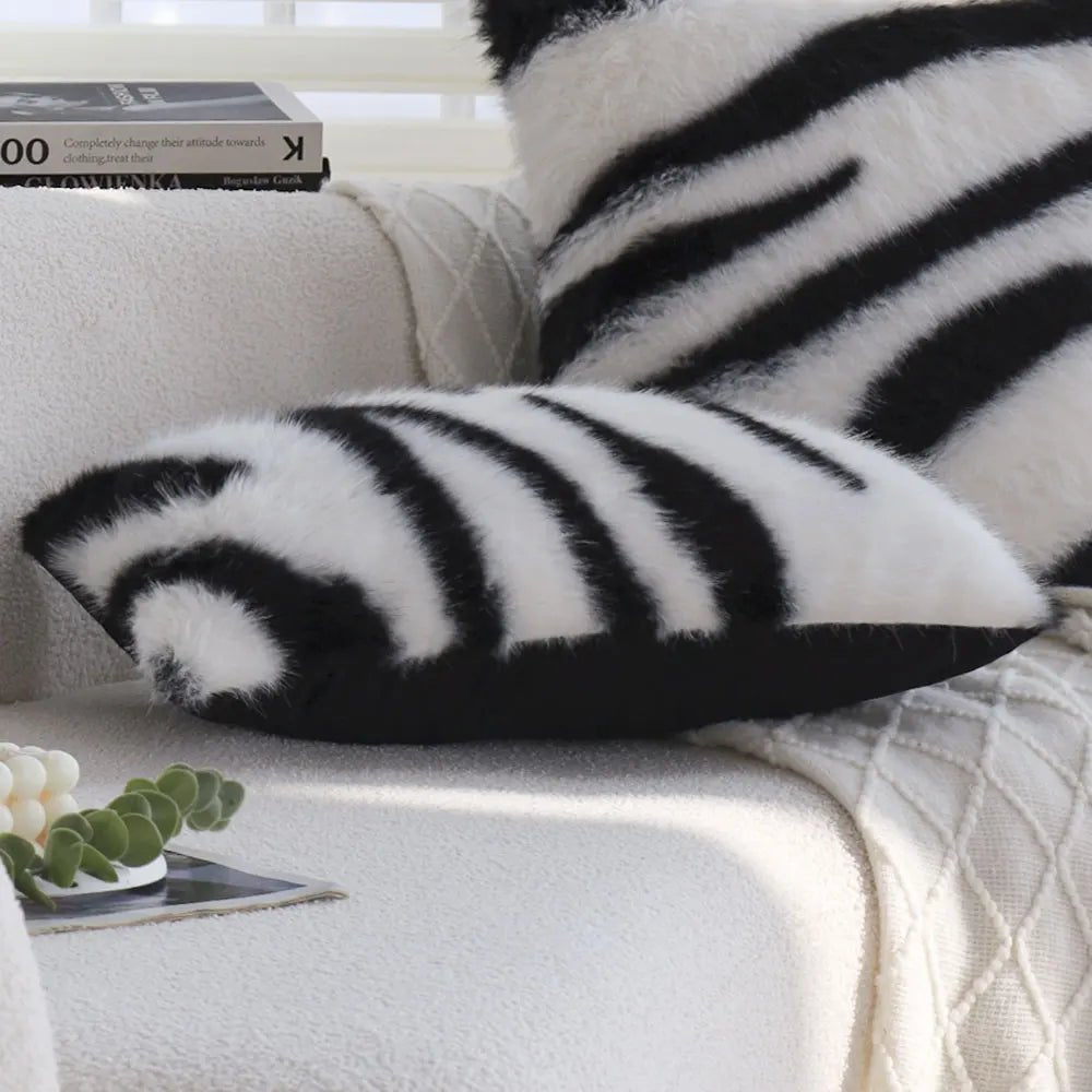Zebra Print Faux Fur Pillow Cover - Pillow Bay
